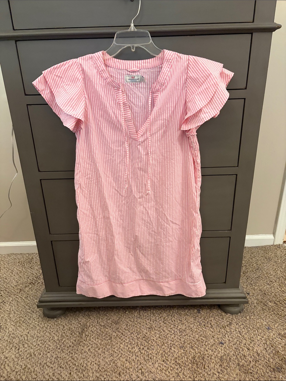 Vinyard Vines pink and white striped dress, size small